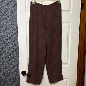 Citron Santa Monica 100% Silk Brown/Burgundy Pants Boho Chic Vintage